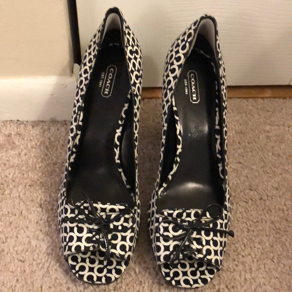 Coach Logo Black and White Heels size 10